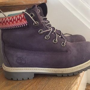 Purple Timberlands with bright detailing
